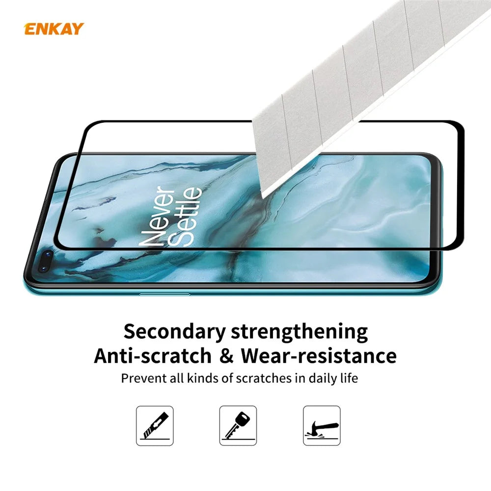 ENKAY HAT PRINCE Full Glue 0.26mm 9H 2.5D Arc Edge Full Size Tempered Glass Screen Film for OnePlus Nord - 5