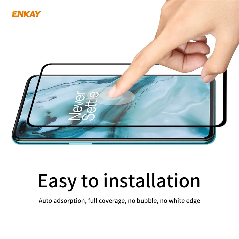 2PCS / Set ENKAY HAT PRINCE Full Glue 0.26mm 9H 2.5D Arc Edge Full Size Tempered Glass Screen Film for OnePlus Nord - 6