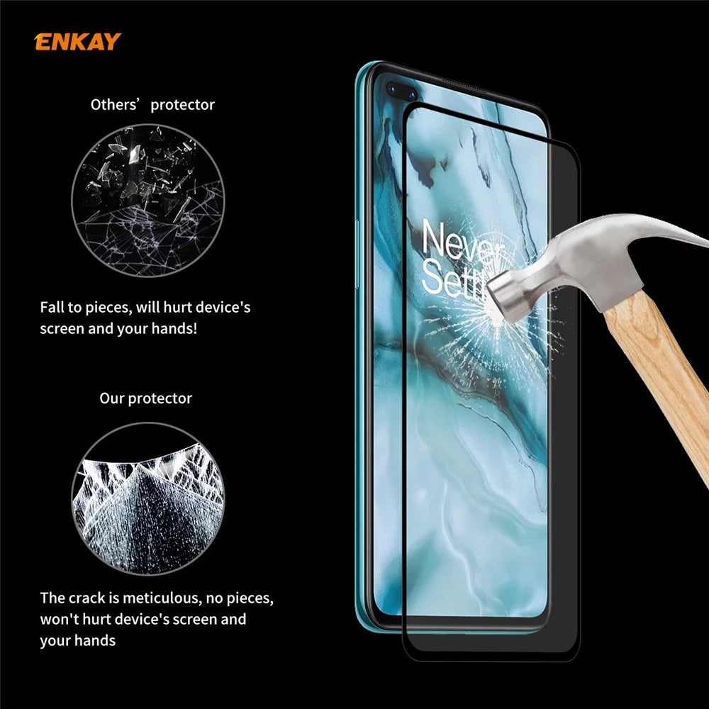 2PCS / Set ENKAY HAT PRINCE Full Glue 0.26mm 9H 2.5D Arc Edge Full Size Tempered Glass Screen Film for OnePlus Nord - 7