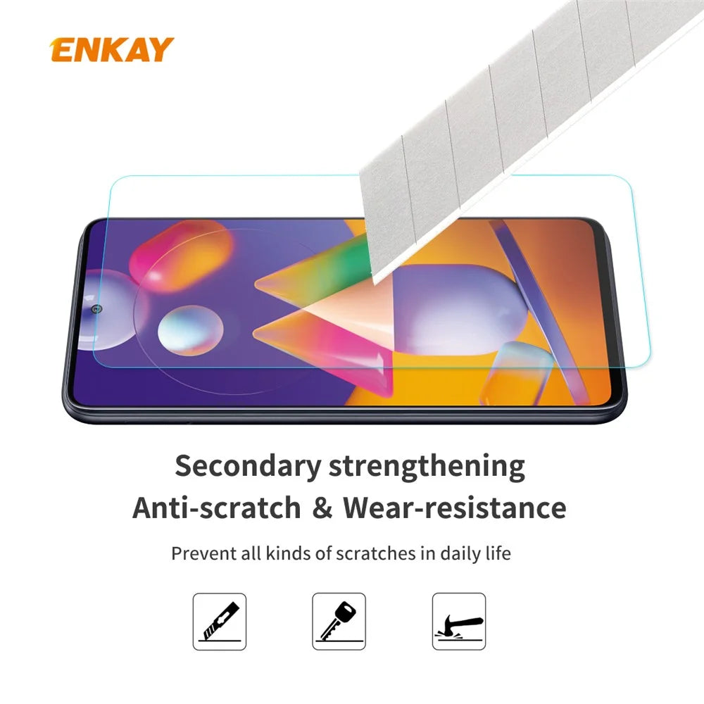 ENKAY HAT PRINCE 0.26mm Tempered Glass Screen Protector 9H 2.5D Arc Edge for Samsung Galaxy M31s - 5
