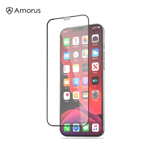 AMORUS Silk Print HD Tempered Glass Full Glue Full Coverage Screen Protector for iPhone 12 Mini - Black - 1