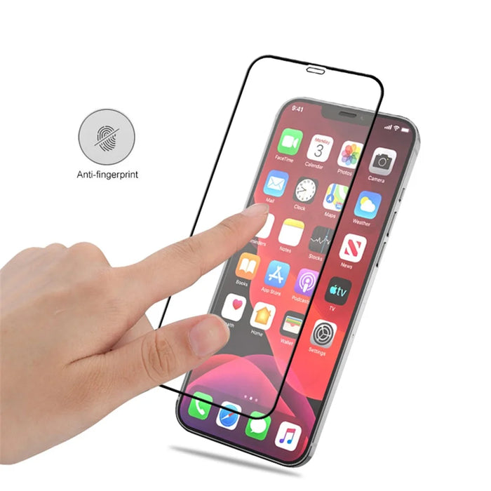 AMORUS Silk Print HD Tempered Glass Full Glue Full Coverage Screen Protector for iPhone 12 Mini - Black - 5