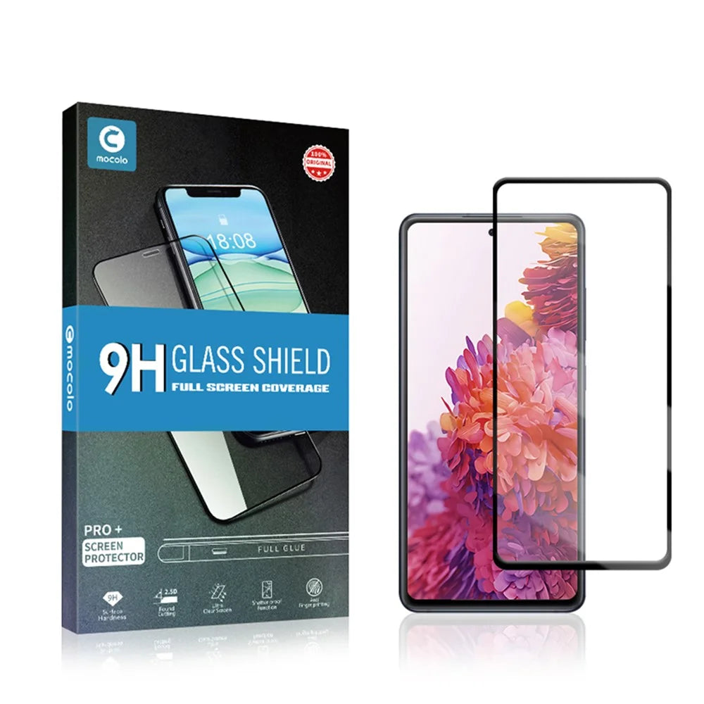 MOCOLO for Samsung Galaxy S20 FE 4G / FE 5G / S20 Lite / S20 FE 2022 Tempered Glass Screen Protector Full Glue Full Cover Silk Printing Film - Black - 1