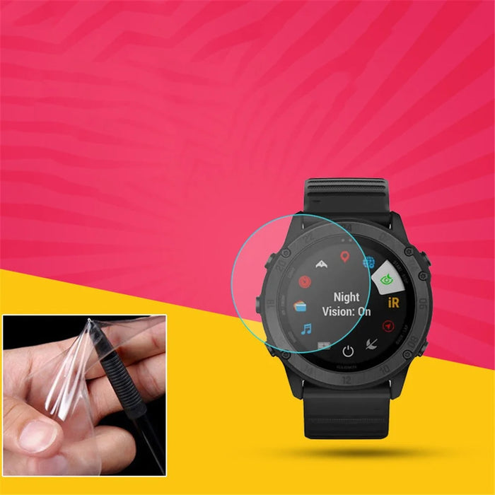 Anti-explosion Film for Garmin Tactix Delta/Fenix 6X Watch TPU Screen Protector Ultra Clear - 1