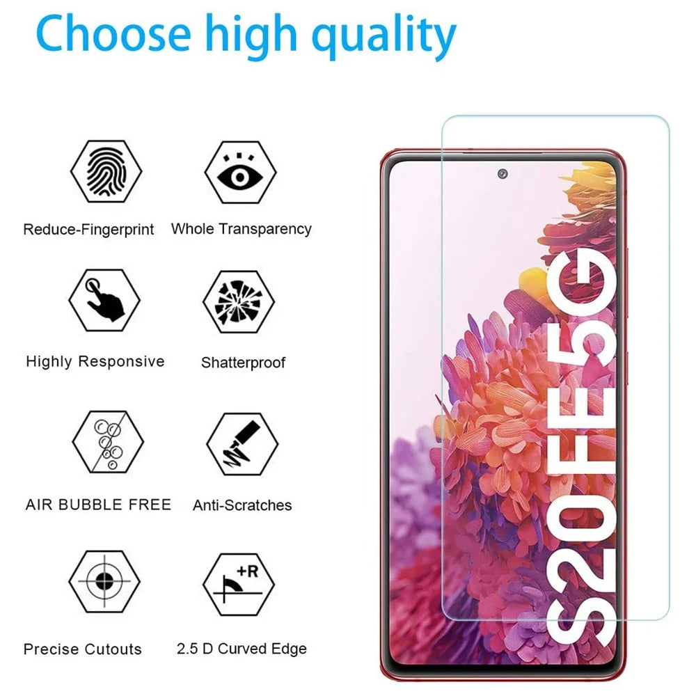 2.5D 9H Arc Edge Tempered Glass Screen Protector for Samsung Galaxy S20 FE/S20 Fan Edition/S20 Lite with Camera Lens Film - 2