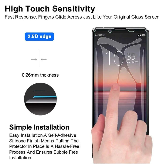 2.5D Arc Edge Tempered Glass Screen Protector for Sony Xperia 5 II Scratch-resistant Film - 3