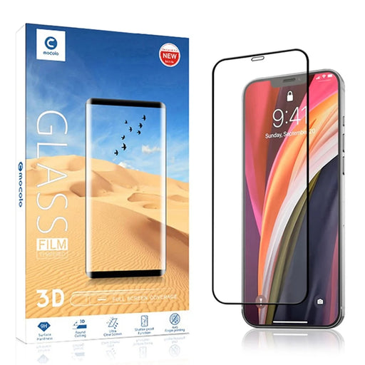 MOCOLO Full Coverage Tempered Glass Film for iPhone 12/12 Pro Screen Protector Full Glue Black - 1