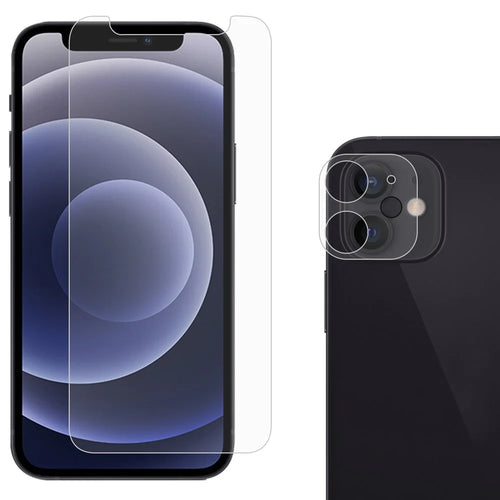 For iPhone 12 mini 5.4 inch Quality 2.5D 9H Arc Edge Tempered Glass Screen Protector + Camera Lens Film - 1