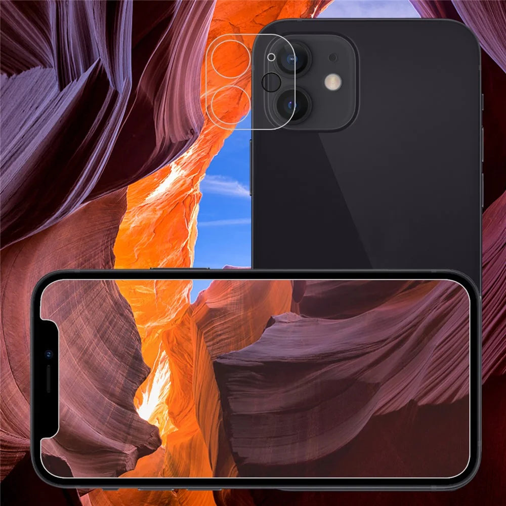 For iPhone 12 mini 5.4 inch Quality 2.5D 9H Arc Edge Tempered Glass Screen Protector + Camera Lens Film - 7