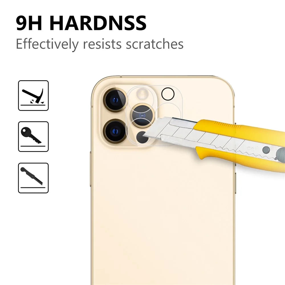 For iPhone 12 Pro Max 2.5D 9H Arc Edge Tempered Glass Screen Protector + Camera Lens Film - 3
