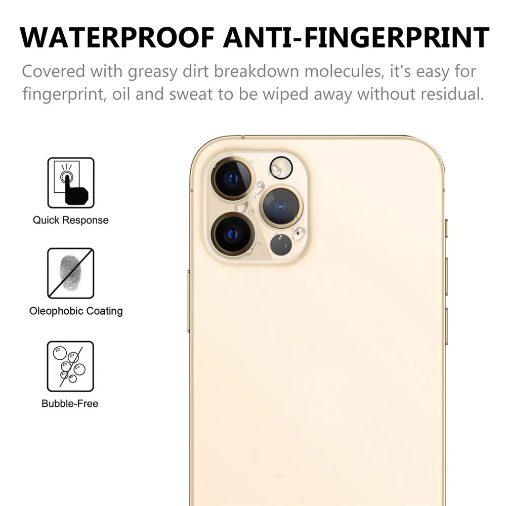 For iPhone 12 Pro Max 2.5D 9H Arc Edge Tempered Glass Screen Protector + Camera Lens Film - 4