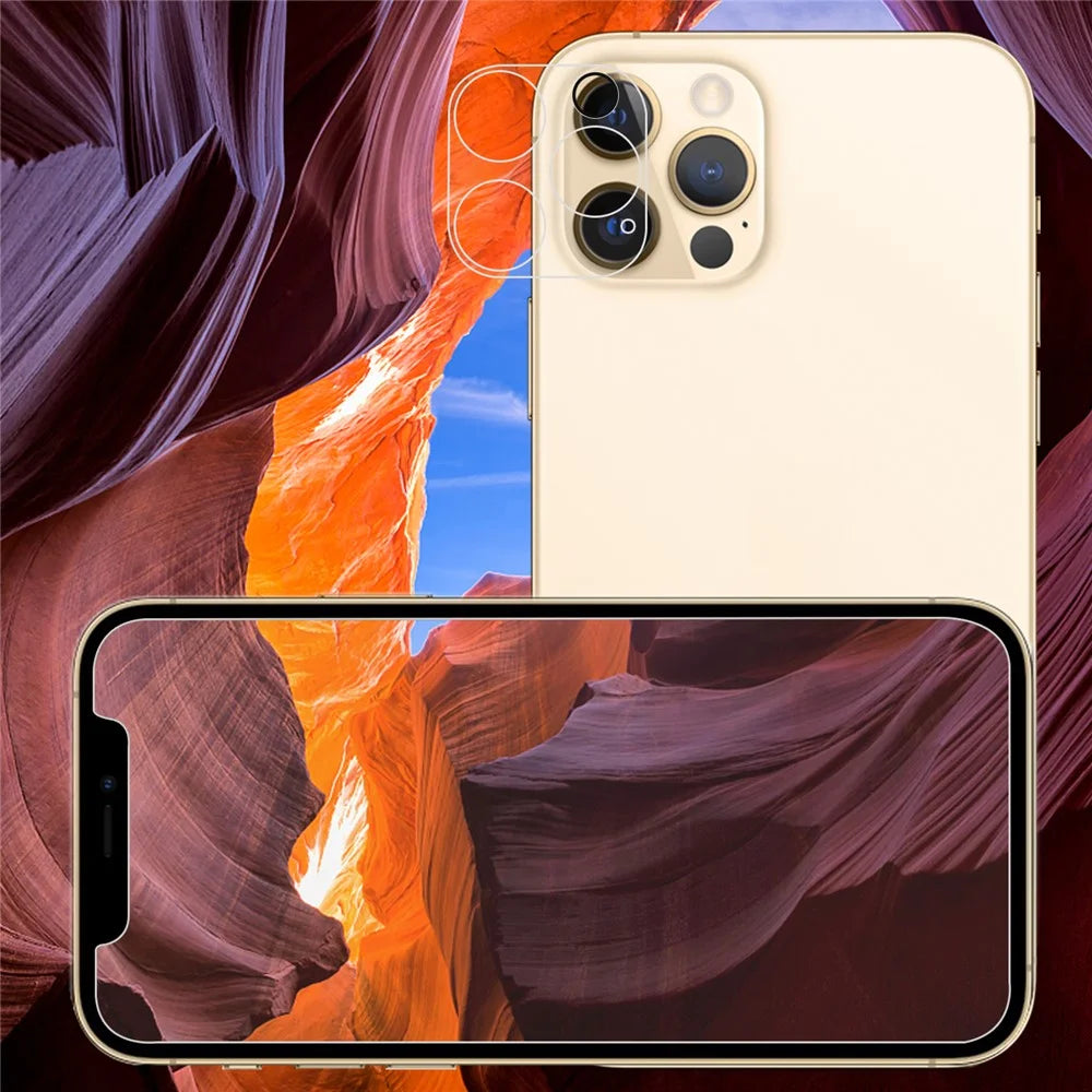 For iPhone 12 Pro Max 2.5D 9H Arc Edge Tempered Glass Screen Protector + Camera Lens Film - 7