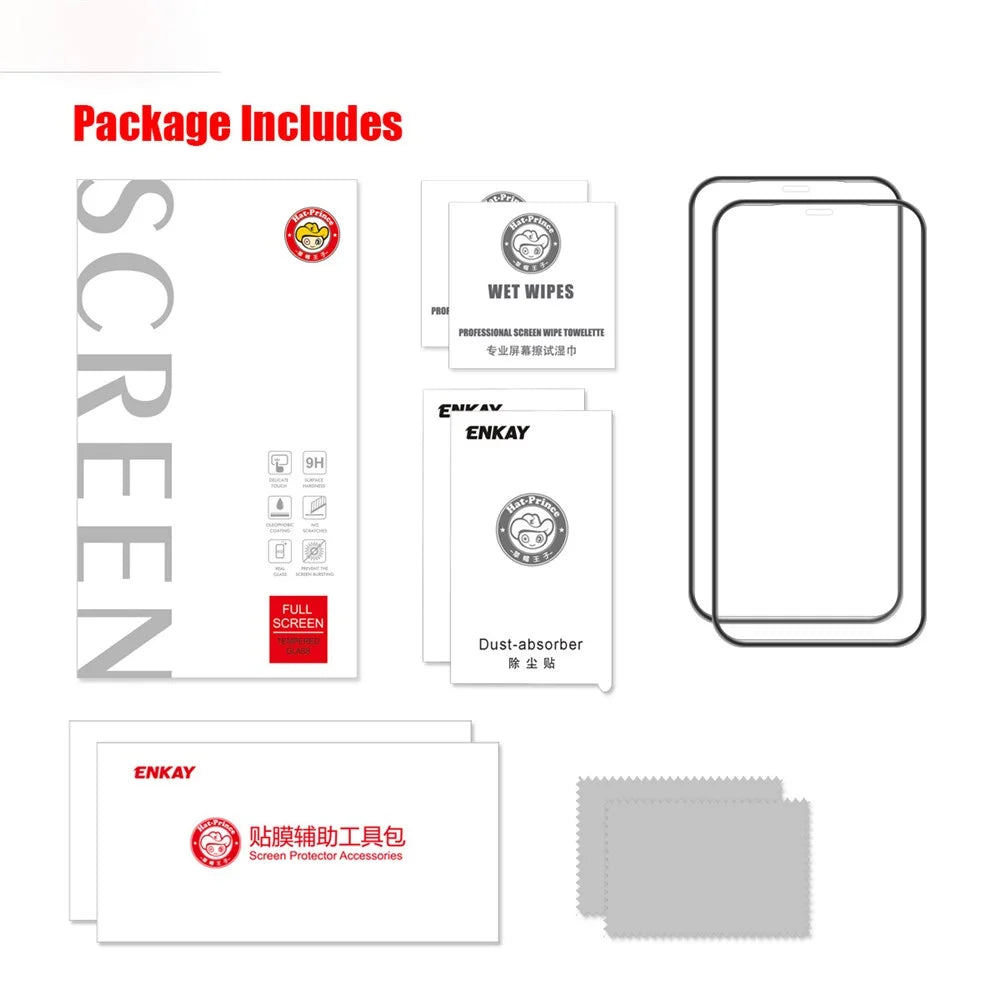 2Pcs / Set ENKAY HAT PRINCE Full Glue Complete Covering Tempered Glass Screen Protector for iPhone 12 Pro / iPhone 12 - 6