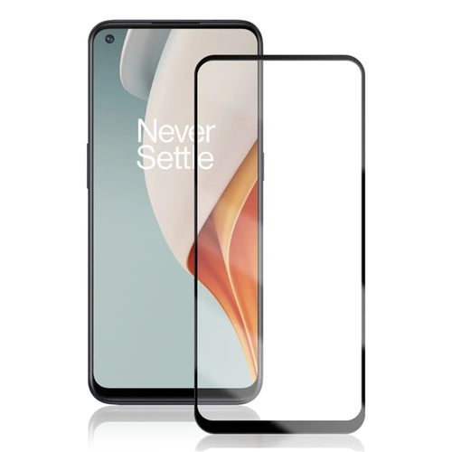 MOCOLO Silk Printing Tempered Glass Screen Protector for OnePlus Nord N10 5G, Full Covering Full Glue Solid Defense Film - Black - 1