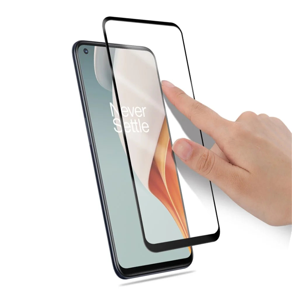 MOCOLO Silk Printing Tempered Glass Screen Protector for OnePlus Nord N10 5G, Full Covering Full Glue Solid Defense Film - Black - 4