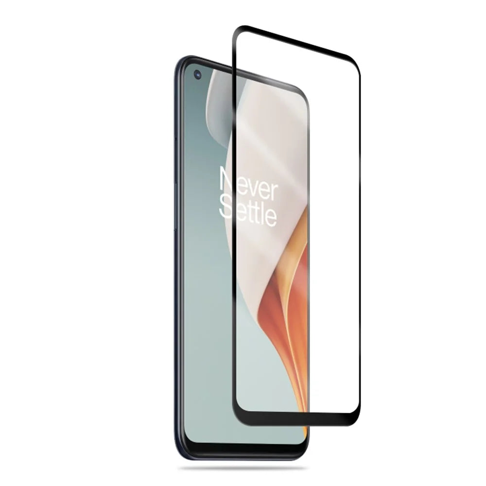 AMORUS Silk Print Full Coverage Full Glue for OnePlus Nord N10 5G HD Tempered Glass Screen Film - Black - 2
