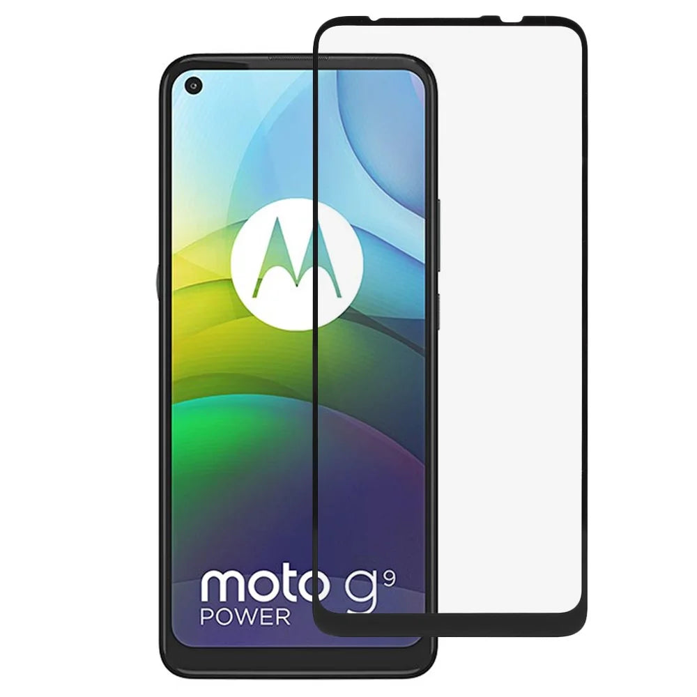 Silk Print HD Tempered Glass Full Glue Full Coverage Screen Protector for Motorola Moto G9 Power - 1