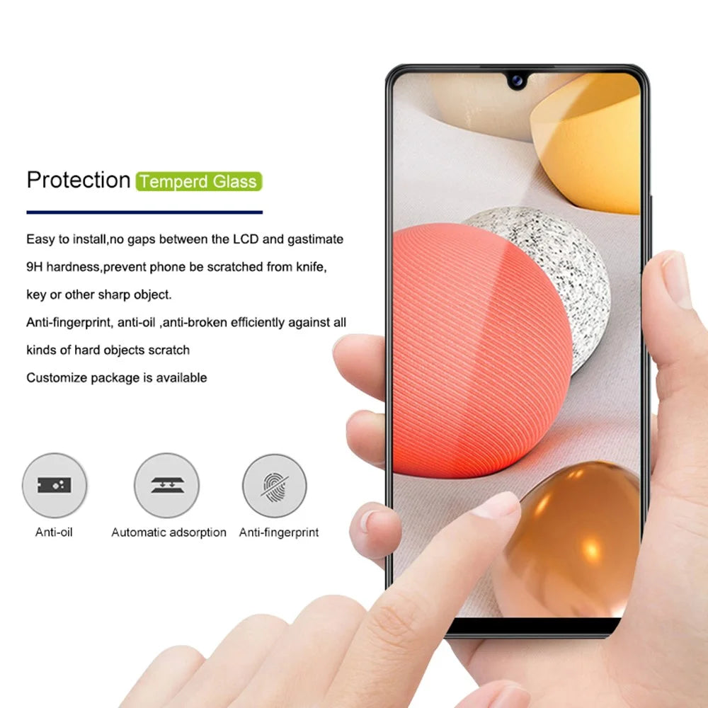 MOCOLO Full Glue Silk Printing Complete Covering Tempered Glass Screen Protector for Samsung Galaxy A42 5G - Black - 7