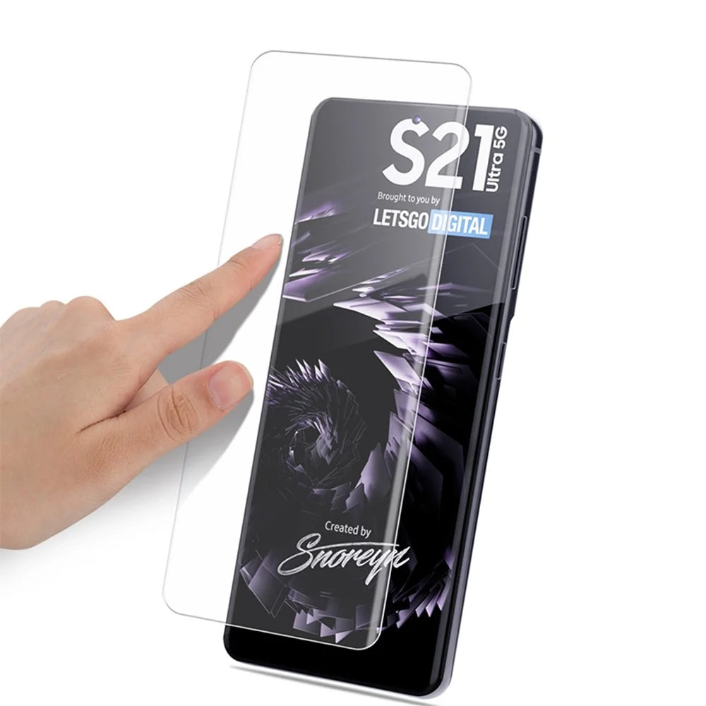 MOCOLO 3D Curved UV Tempered Glass Film for Samsung Galaxy S21 Ultra 5G, Full Cover Full Glue HD Clear Screen Protector Touch Responsive Case Friendly - 6