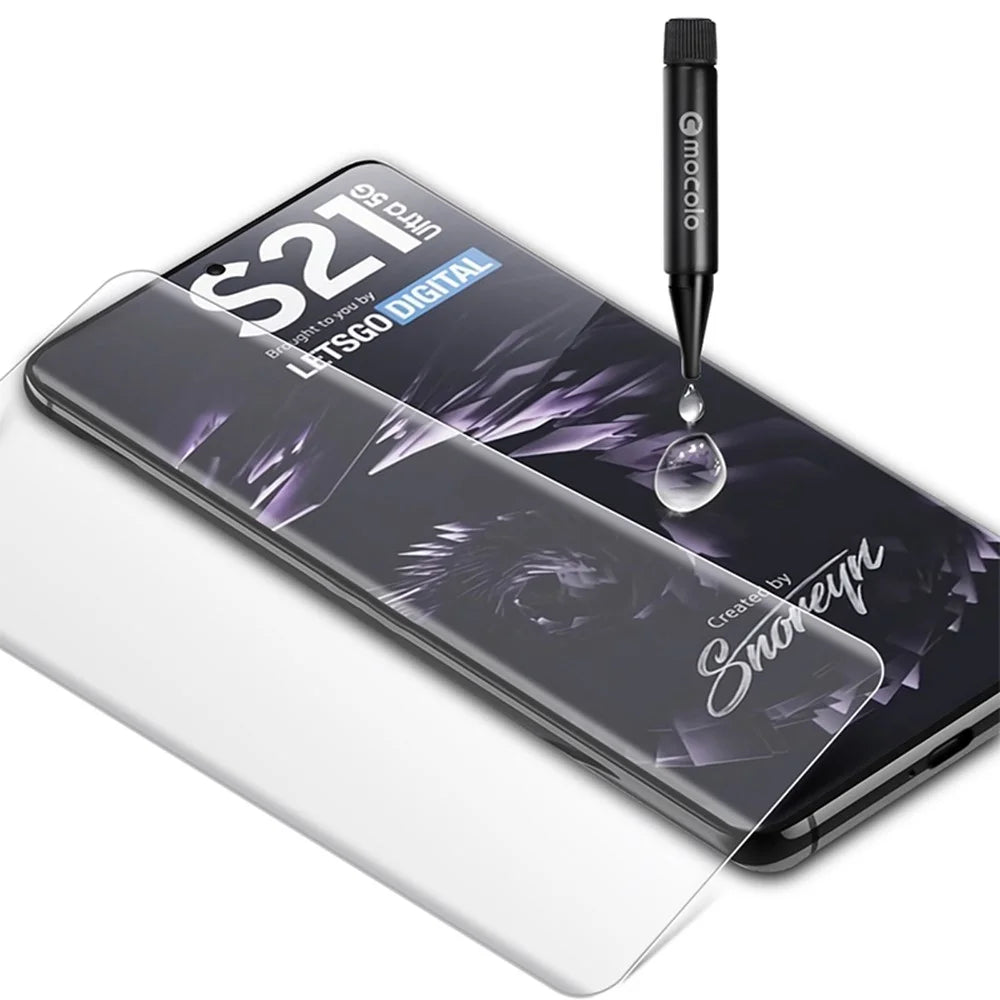 MOCOLO 3D Curved UV Tempered Glass Film for Samsung Galaxy S21 Ultra 5G, Full Cover Full Glue HD Clear Screen Protector Touch Responsive Case Friendly - 7