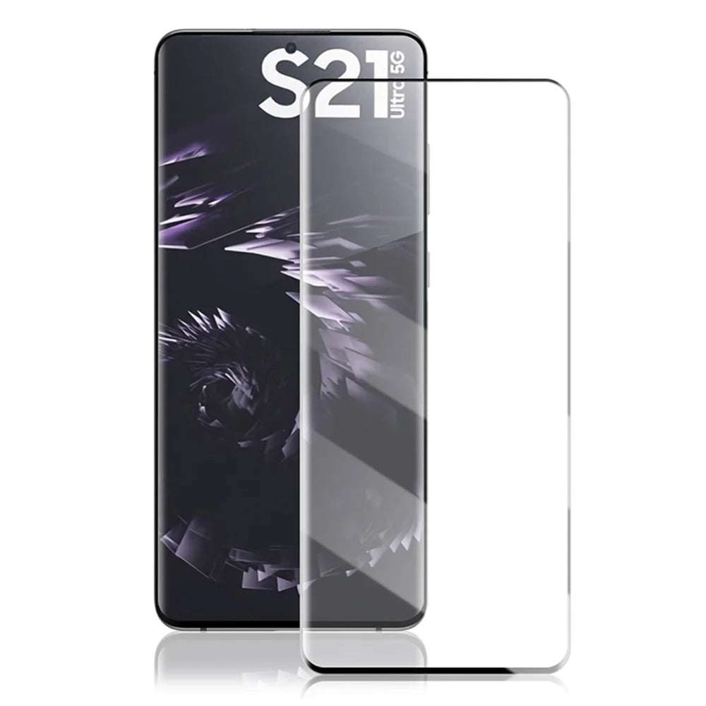 AMORUS Full Size Full Glue Screen Protector for Samsung Galaxy S21 Ultra 5G, 3D Curved Scratch-Resistant Tempered Glass Film - 1