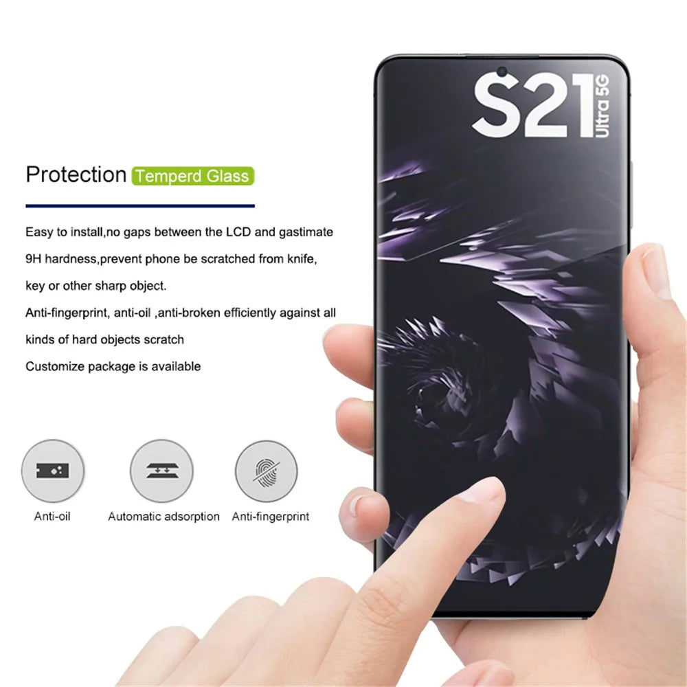 AMORUS Full Size Full Glue Screen Protector for Samsung Galaxy S21 Ultra 5G, 3D Curved Scratch-Resistant Tempered Glass Film - 2