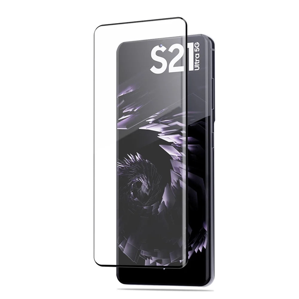 AMORUS Full Size Full Glue Screen Protector for Samsung Galaxy S21 Ultra 5G, 3D Curved Scratch-Resistant Tempered Glass Film - 3