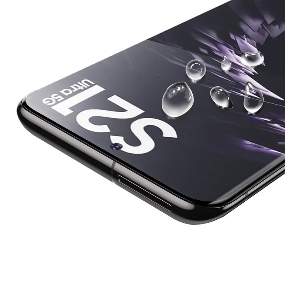 AMORUS Full Size Full Glue Screen Protector for Samsung Galaxy S21 Ultra 5G, 3D Curved Scratch-Resistant Tempered Glass Film - 4