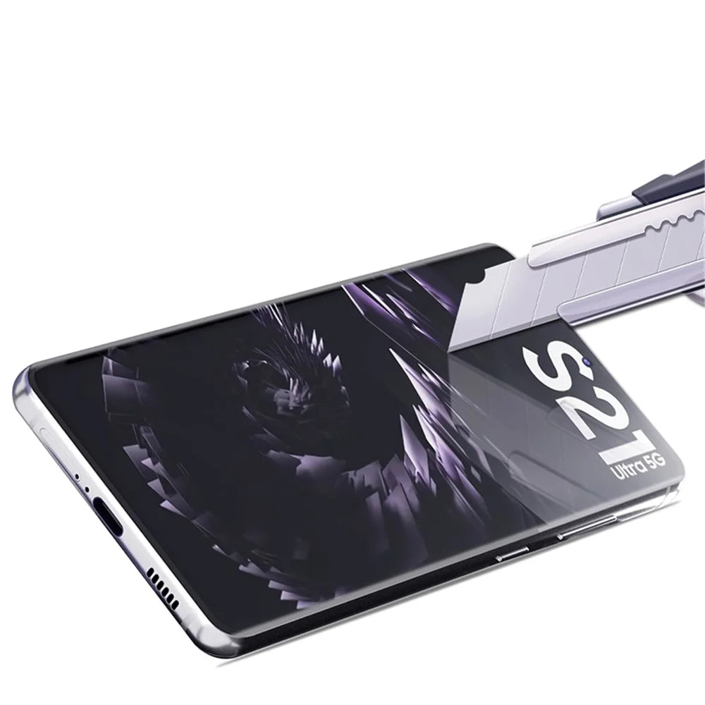 AMORUS Full Size Full Glue Screen Protector for Samsung Galaxy S21 Ultra 5G, 3D Curved Scratch-Resistant Tempered Glass Film - 5
