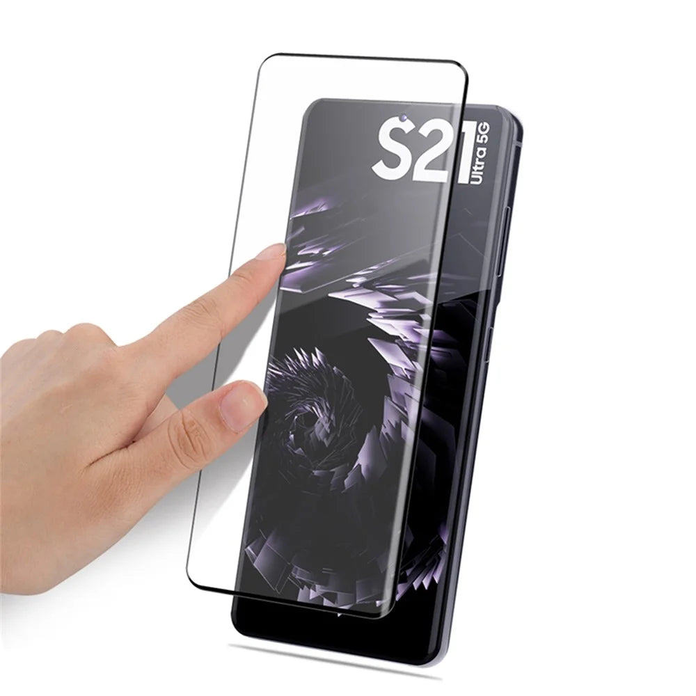 AMORUS Full Size Full Glue Screen Protector for Samsung Galaxy S21 Ultra 5G, 3D Curved Scratch-Resistant Tempered Glass Film - 7