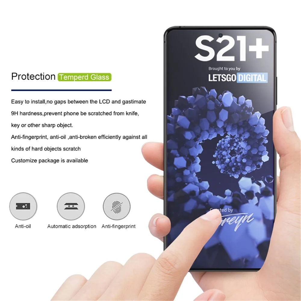 MOCOLO for Samsung Galaxy S21+ Silk Print Full Glue HD Tempered Glass Full Size Screen Film - Black - 2