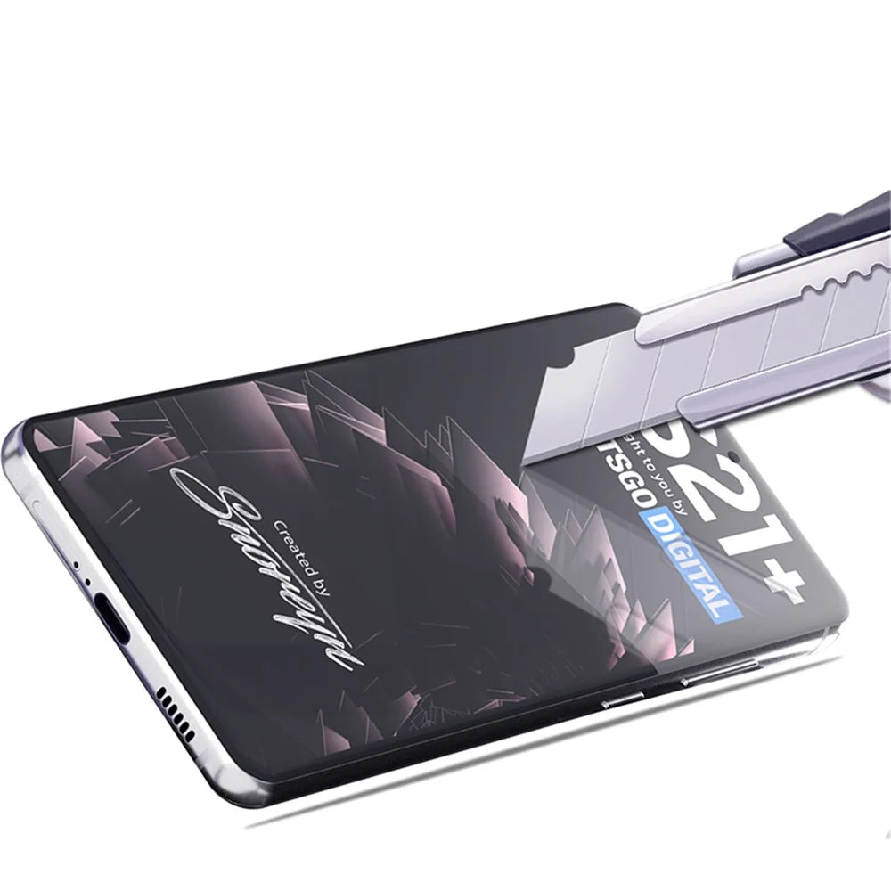 AMORUS Silk Print Full Glue Full Coverage Film for Samsung Galaxy S21+ 5G HD Tempered Glass Screen Protector - Black - 4