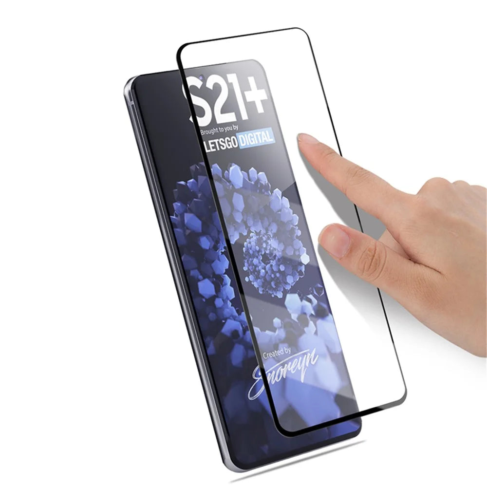 AMORUS Silk Print Full Glue Full Coverage Film for Samsung Galaxy S21+ 5G HD Tempered Glass Screen Protector - Black - 5