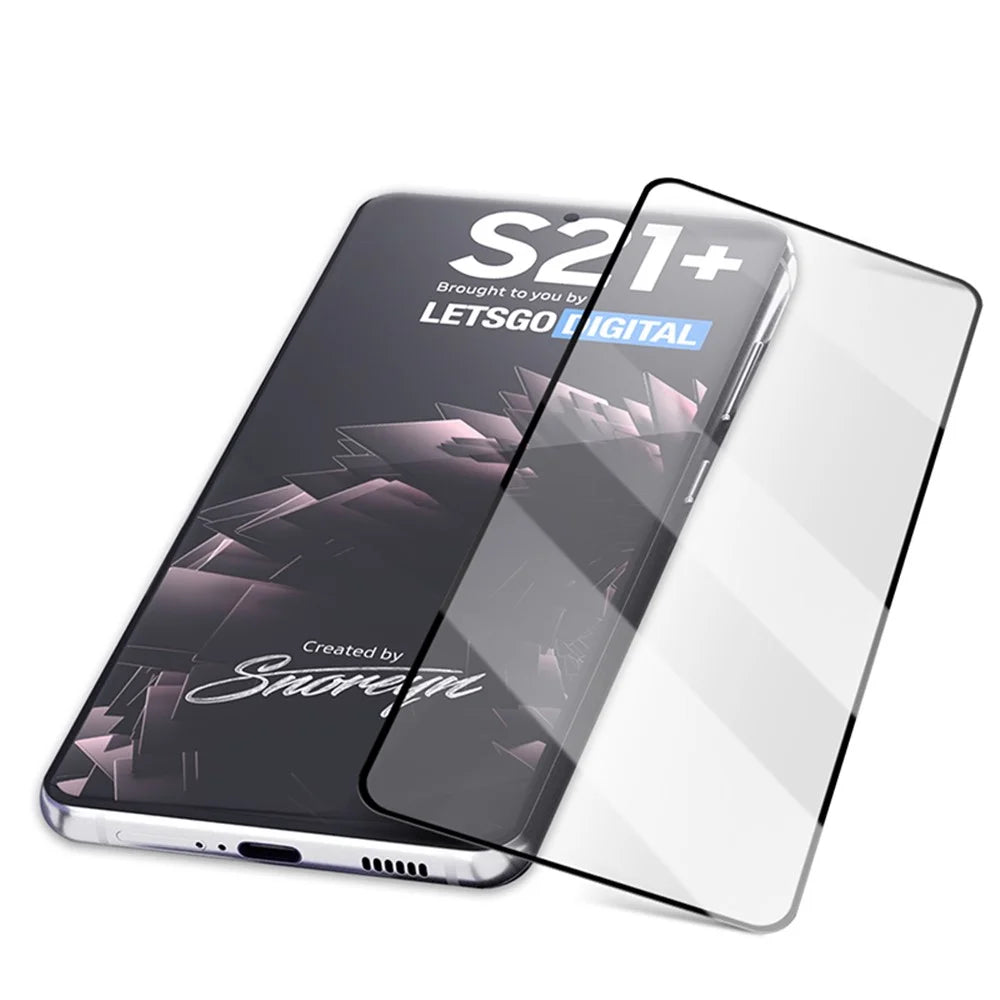 AMORUS Silk Print Full Glue Full Coverage Film for Samsung Galaxy S21+ 5G HD Tempered Glass Screen Protector - Black - 6