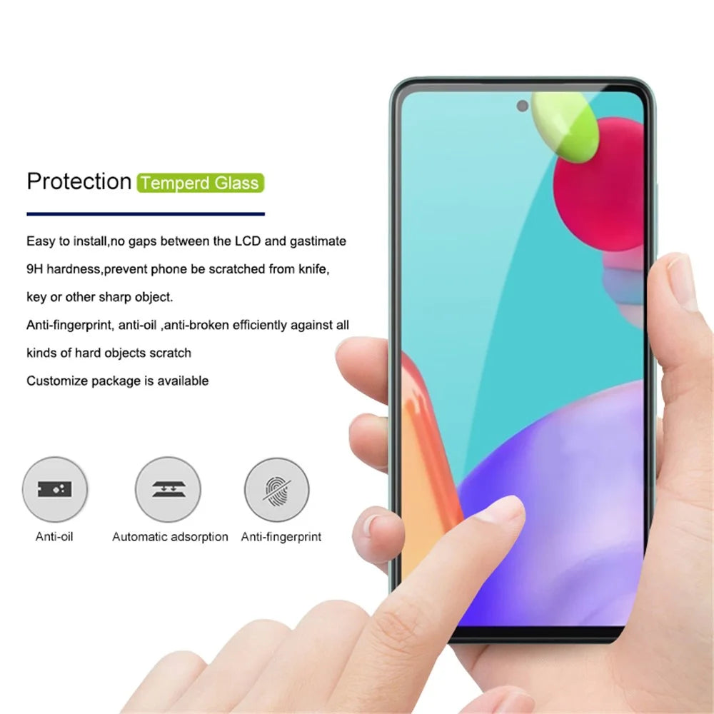 MOCOLO Double Defense Screen Protector for Samsung Galaxy A51 4G /  5G / A52 4G / 5G / A52s 5G / A53 5G, Full Coverage Full Glue Silk Printing HD Tempered Glass Guard Film - Black - 3