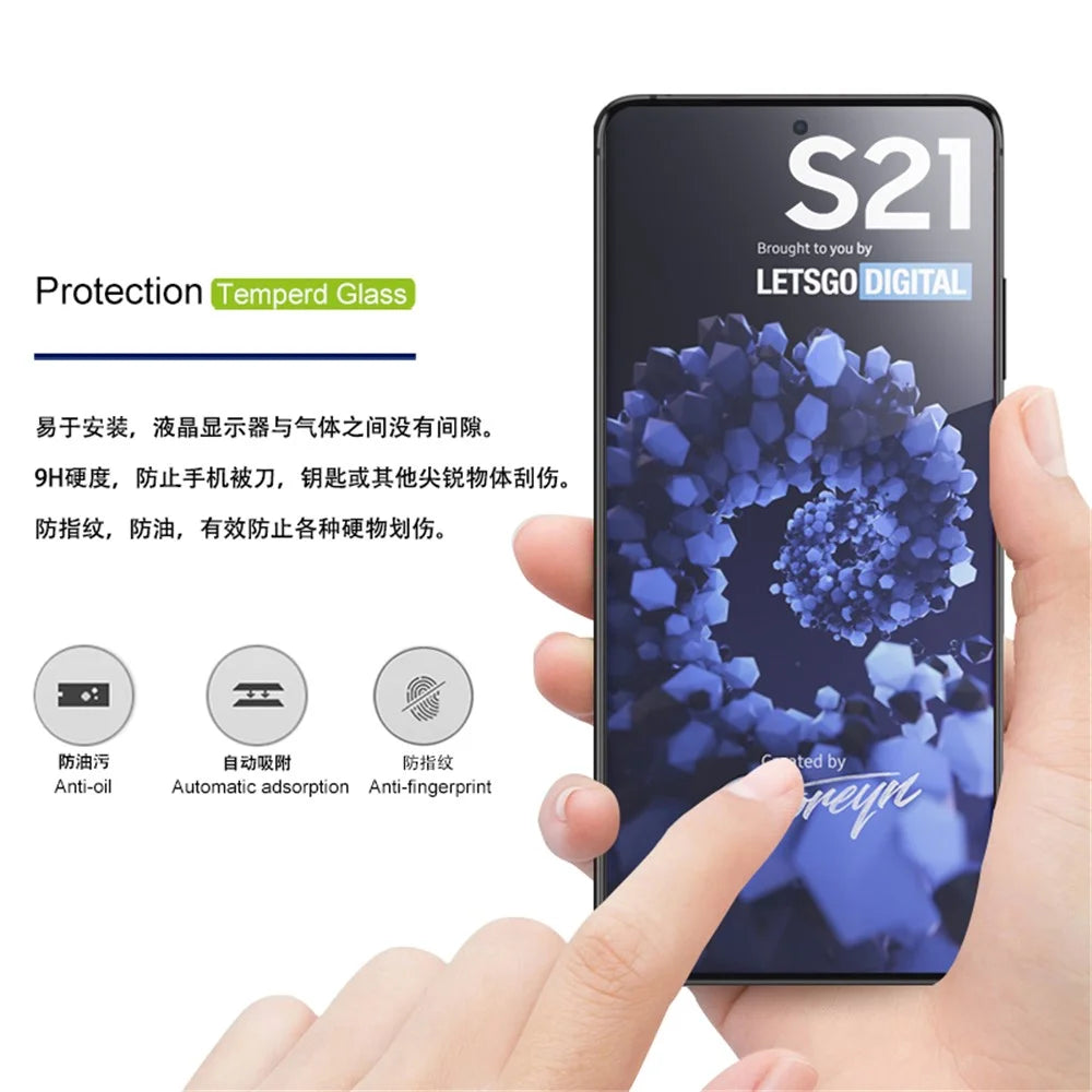 MOCOLO Silk Printing HD Tempered Glass Full Glue Full Coverage Screen Protector Film for Samsung Galaxy S21 4G / 5G - Black - 3