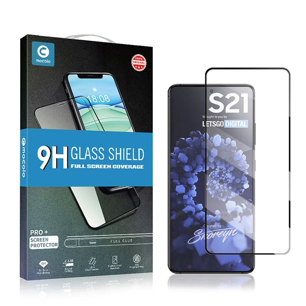 MOCOLO Silk Printing HD Tempered Glass Full Glue Full Coverage Screen Protector Film for Samsung Galaxy S21 4G / 5G - Black - 4