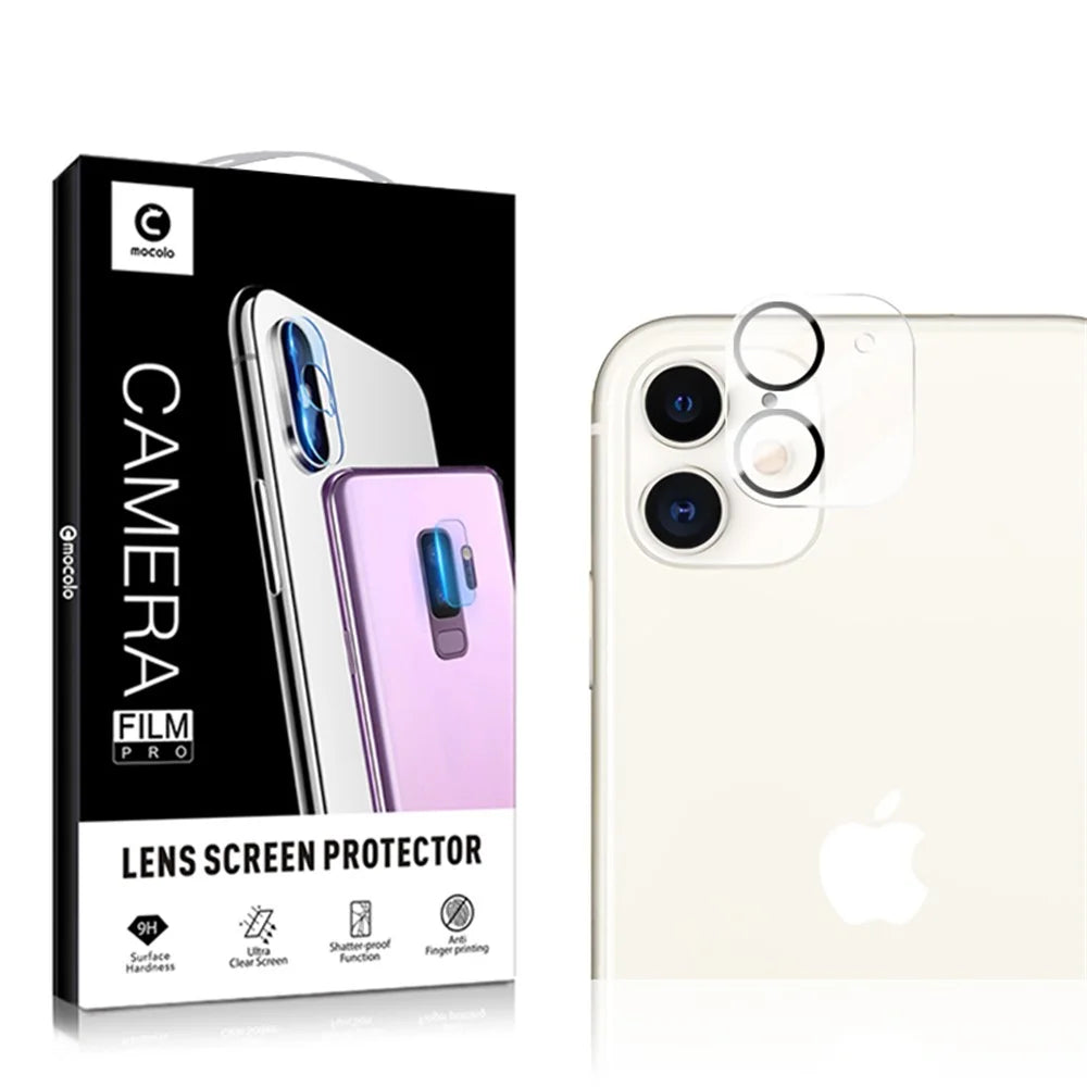 MOCOLO for iPhone 11 6.1 inch Silk Print HD Tempered Glass Camera Lens Protector - Black - 5