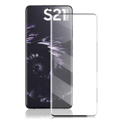 MOCOLO Anti-Fingerprint Full Size 3D Curved Tempered Glass Screen Protector [Side Glue] for Samsung Galaxy S21 Ultra 5G - Black - 1