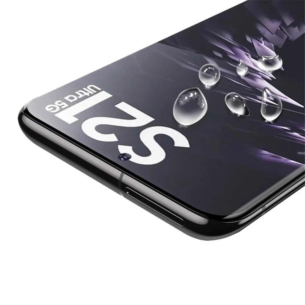 MOCOLO Anti-Fingerprint Full Size 3D Curved Tempered Glass Screen Protector [Side Glue] for Samsung Galaxy S21 Ultra 5G - Black - 3