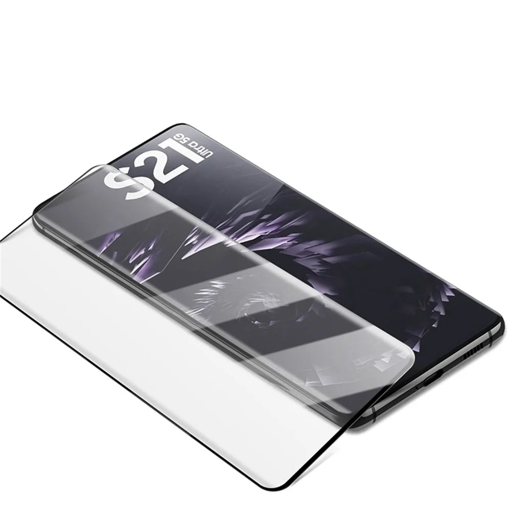 MOCOLO Anti-Fingerprint Full Size 3D Curved Tempered Glass Screen Protector [Side Glue] for Samsung Galaxy S21 Ultra 5G - Black - 4