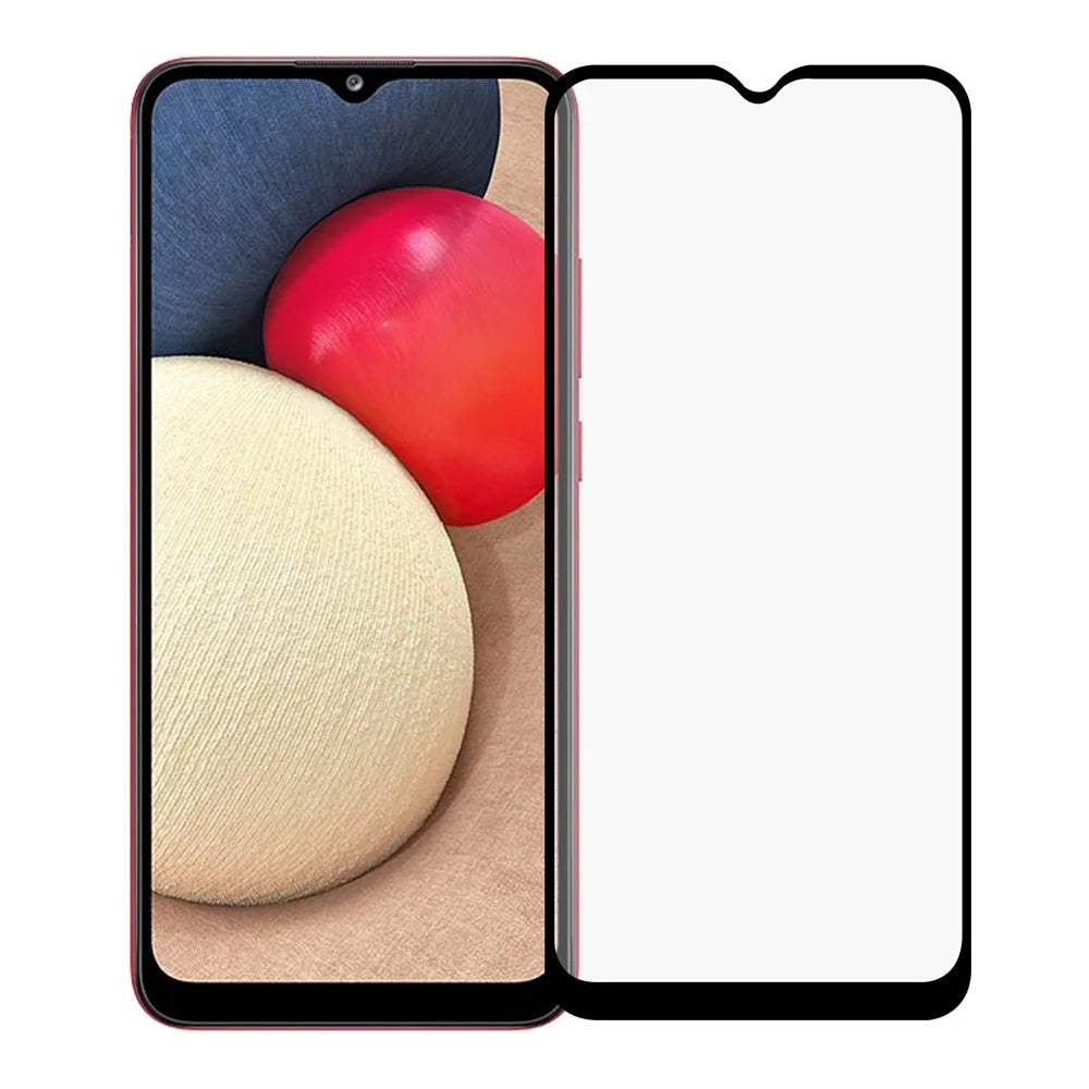 Tempered Glass Film Black Edges Screen Protector for Samsung Galaxy A02s (166.5mm) [Complete Covering] [Full Glue] - 1
