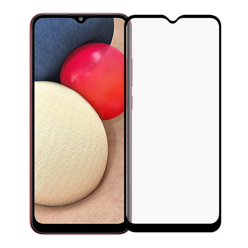 Tempered Glass Film Black Edges Screen Protector for Samsung Galaxy A02s (166.5mm) [Complete Covering] [Full Glue] - 1
