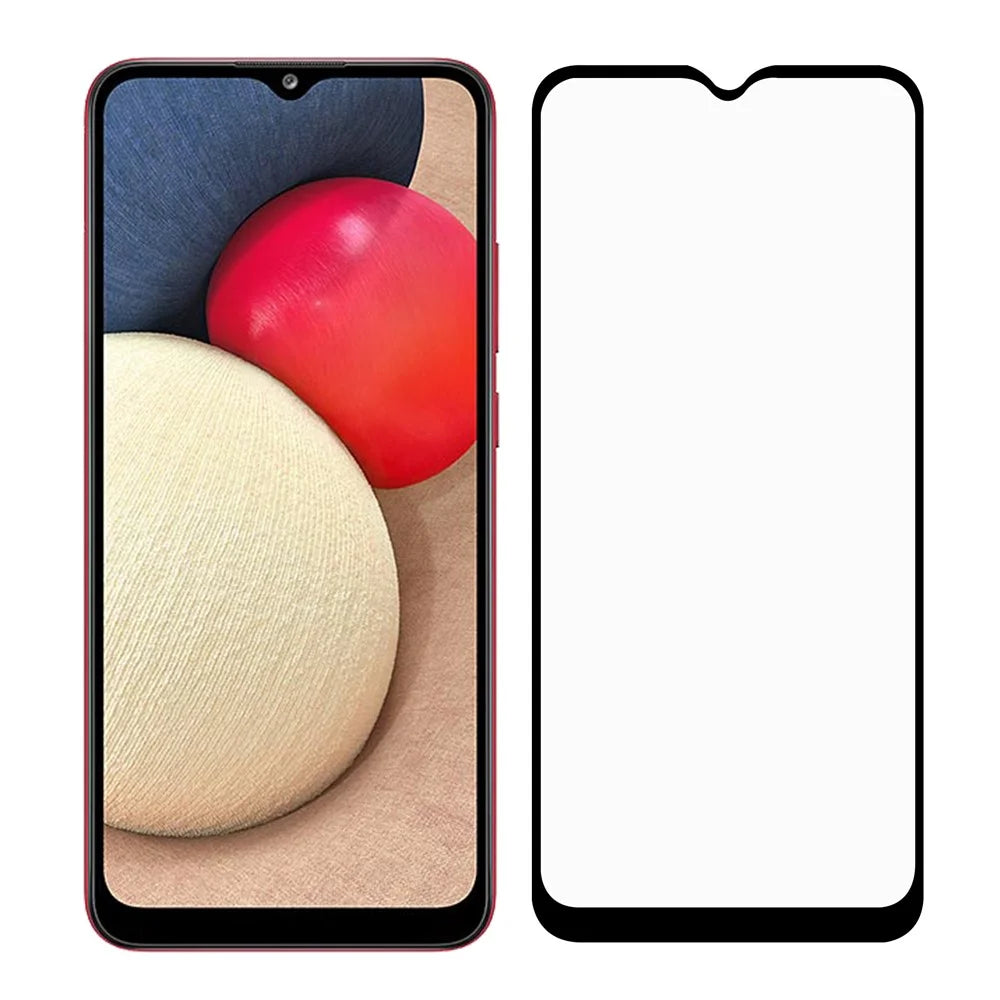 Tempered Glass Film Black Edges Screen Protector for Samsung Galaxy A02s (166.5mm) [Complete Covering] [Full Glue] - 7