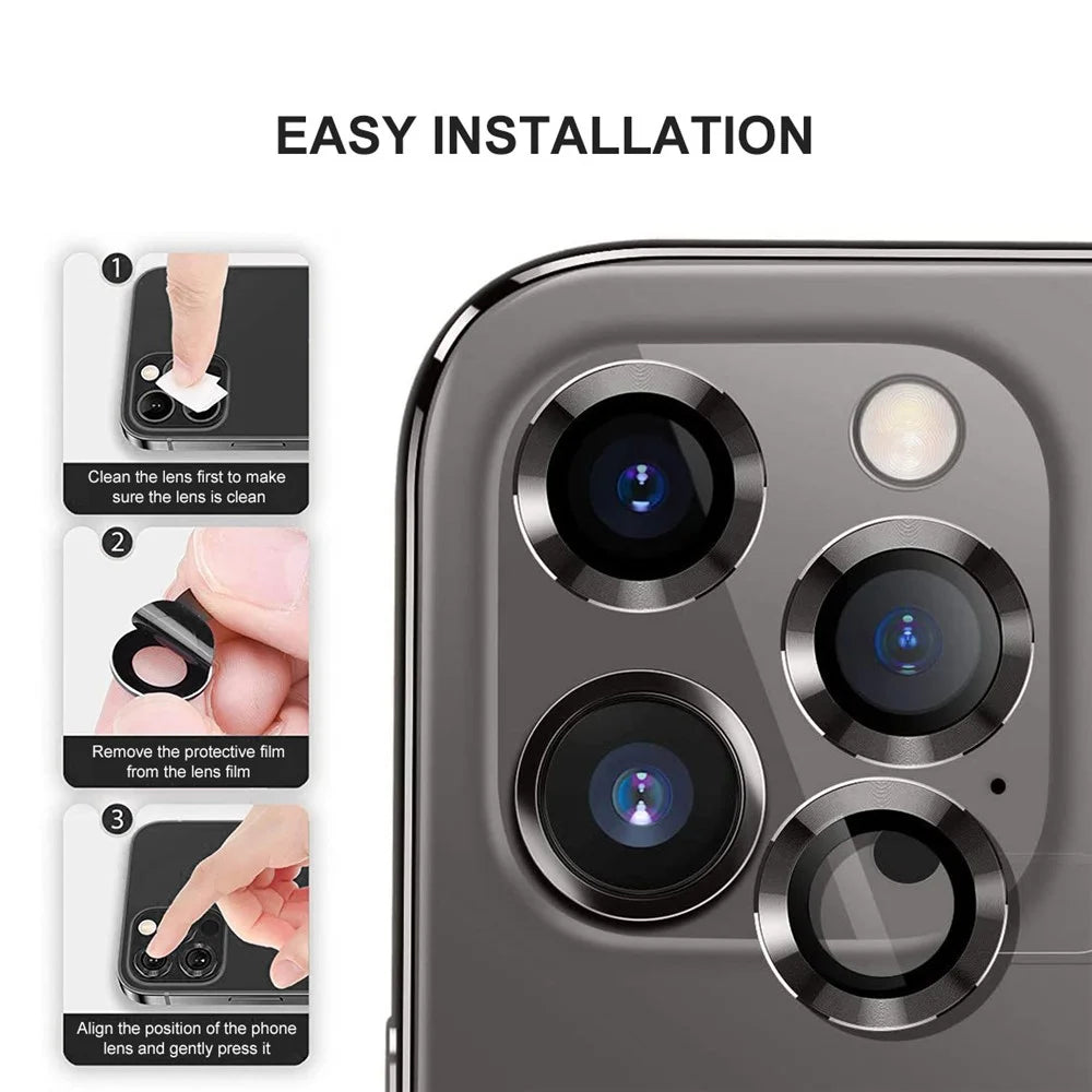 ENKAY HAT PRINCE 3Pcs / Set for iPhone 12 Pro Max Aluminium Alloy Back Camera Lens Protector Ultra Clear Tempered Glass Film- Black - 2