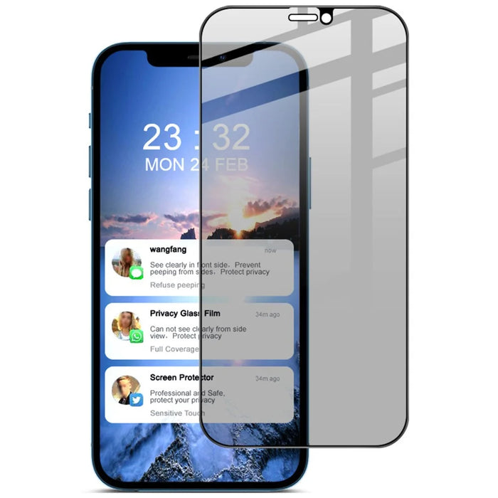 IMAK Anti-peep 9H Tempered Glass Screen Protective Film [Complete Coverage] for iPhone 12 Pro Max - 1