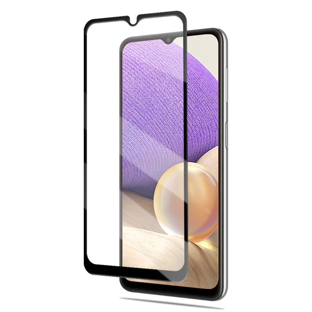 AMORUS Full Glue Full Covering Silk Printing Ultra-Clear Tempered Glass Film Screen Protector for Samsung Galaxy A32 5G/M32 5G/A12/M12/A02s (164.2x75.9x9.1mm) - Black - 4