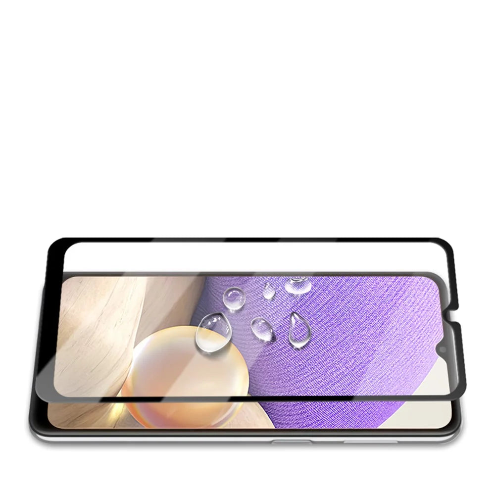 AMORUS Full Glue Full Covering Silk Printing Ultra-Clear Tempered Glass Film Screen Protector for Samsung Galaxy A32 5G/M32 5G/A12/M12/A02s (164.2x75.9x9.1mm) - Black - 5