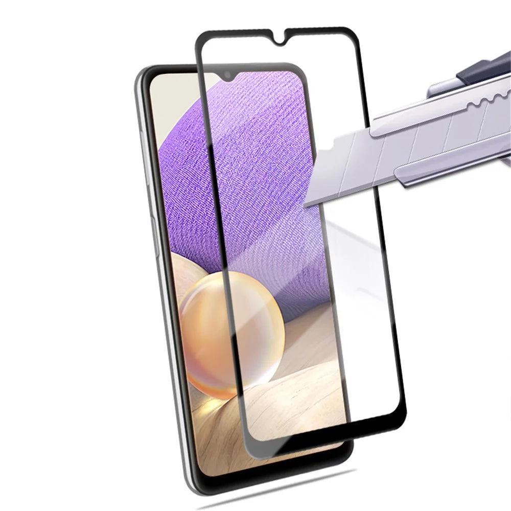MOCOLO Full Glue Full Covering Silk Printing Tempered Glass Film for Samsung Galaxy A32 5G / M32 5G / A02 / A12 / M12 / A02s (164.2x75.9x9.1mm) / Xiaomi Poco M5 /  Redmi A1 Screen Protector - Black - 6