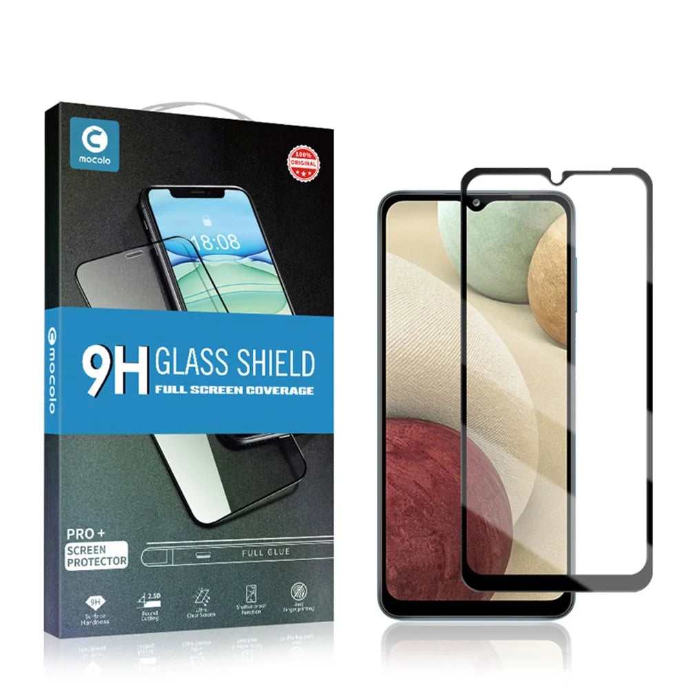 MOCOLO Full Glue Full Covering Silk Printing Tempered Glass Film Screen Protector for Samsung Galaxy A12 - Black - 2